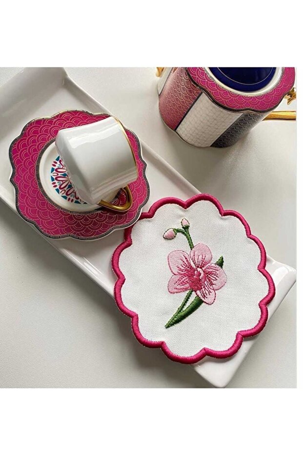 6 Adet Kokteyl Kahve Sunum Peçetesi(orkide model) - 4