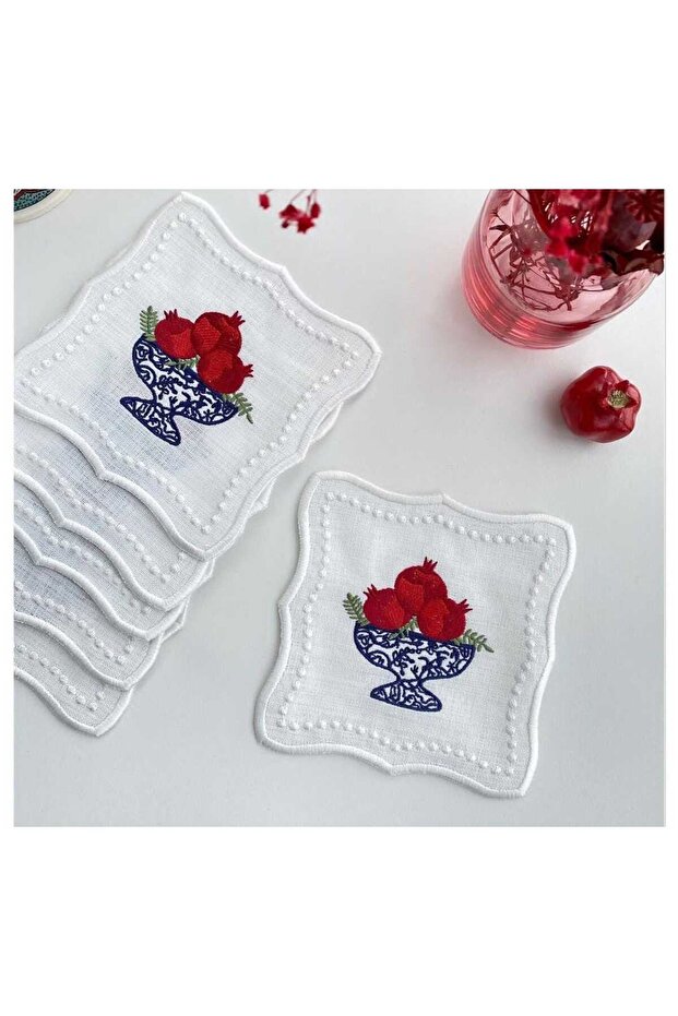 6 Adet Kokteyl Kahve Sunum Peçetesi(nar model) - 2