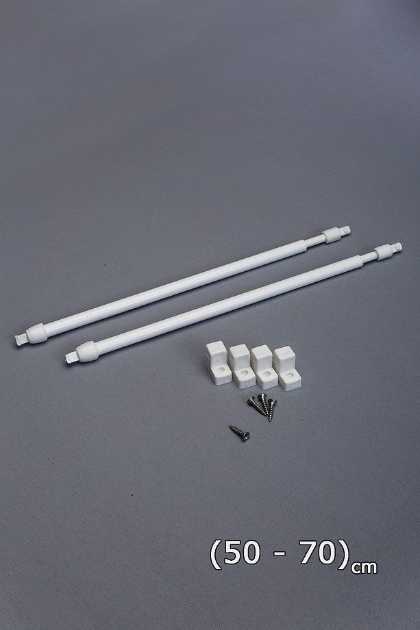 50 - 70 Cm Ayarlanabilir Briz Çubuğu 2 Adet Alüminyum Perde Borusu 4 Adet Başlık - 1