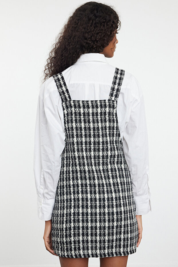 Bej Ekose / Kareli Mini Jile Dokuma Elbise TWOAW20EL0208 - 5