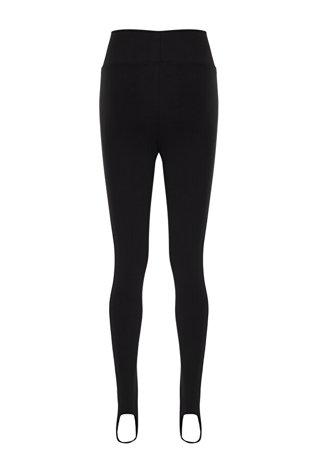 Siyah Fırçalı Soft Kumaş Füzo Tam Boy Yoga Örme Spor Tayt THMAW25TY00009 - 8