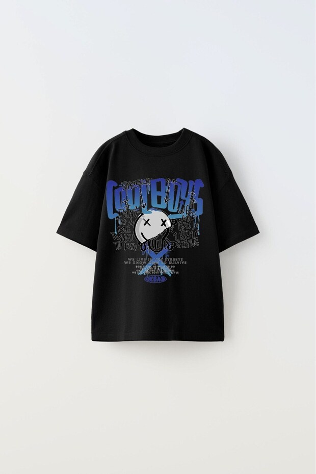 Cool Boys Printed Black Kids T-Shirt