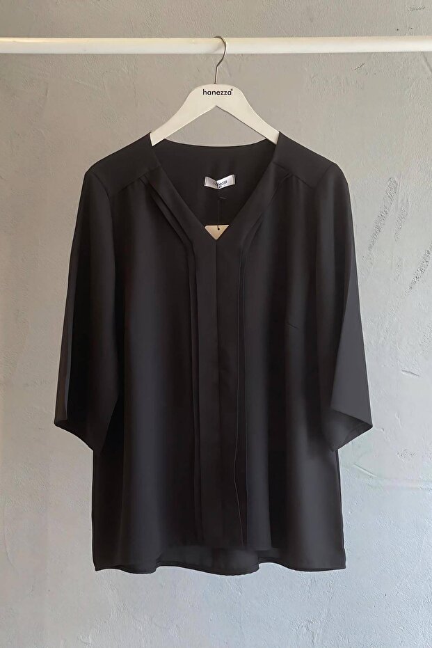 Yarım Kol Krep Bluz - 1