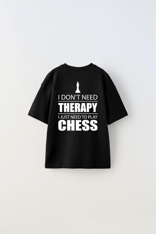 I Don'T Need Therapy I Just Need to Play Chess Written Chess Piece Design Printed Black Kids T-Shirt