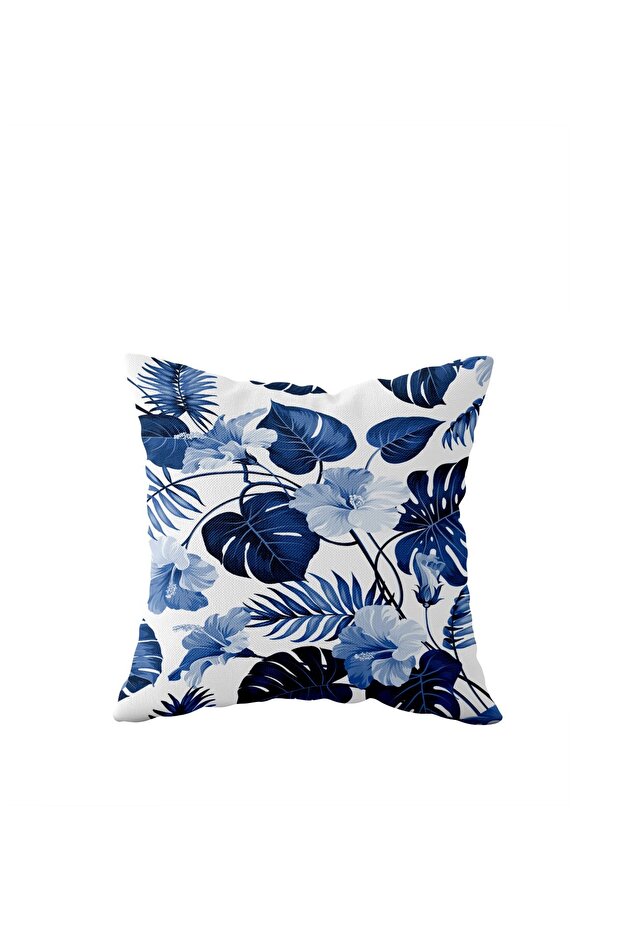 Blue Leaf Pattern Single Side Hidden Zipper Pillowcase Throw Pillow Sofa Pillowcase