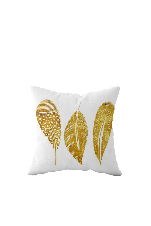 غطاء وسادة بسحاب مخفي من جانب واحد من Gold Leaf غطاء وسادة للأريكة