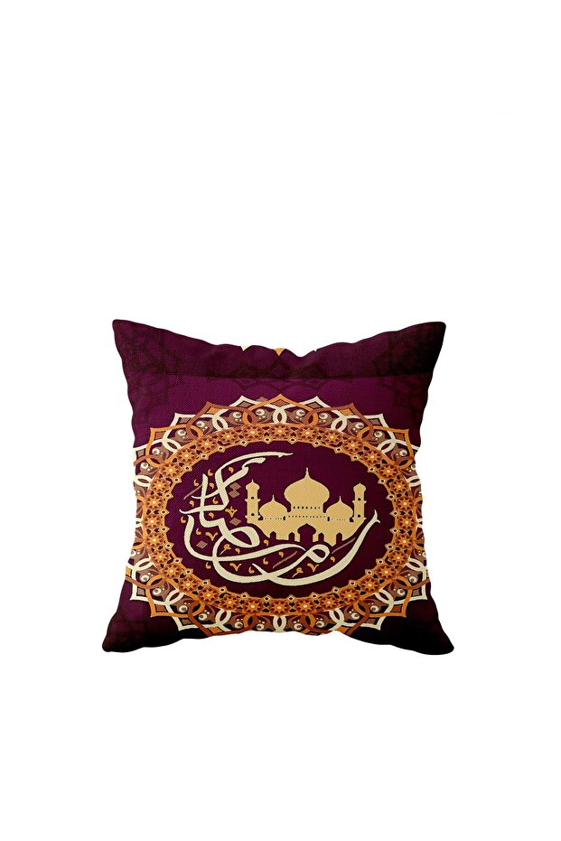 Burgundy Gold Ramadan Mosque Pattern Single Side Hidden Zipper Pillowcase Throw Pillow Sofa Pillowcase