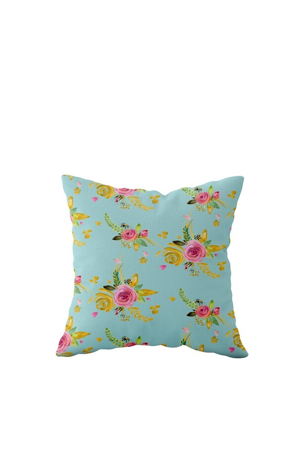 Blue Rose Patterned Single Sided Hidden Zipper Pillow Case Throw Pillow Sofa Pillow Case