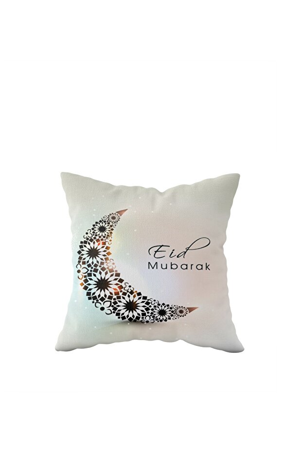 Beige Eid Mubarek Double Sided Hidden Zippered Pillowcase Throw Pillow Seat Pillowcase