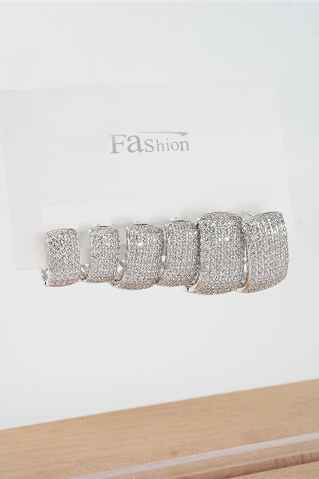 Women's VIP Series Zircon Embellished 3 Sizes 6-Piece Earring Set ZRK004