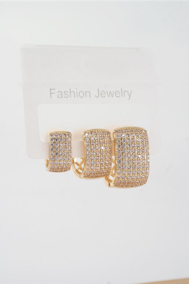 Women's VIP Series Zircon Embellished 3-Piece Earring Set (3 Sizes) ZRK001