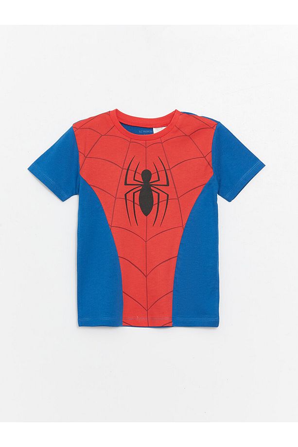 Bisiklet Yaka Spiderman Baskılı Erkek Bebek Tişört ve Şort 2'li Takım - 5