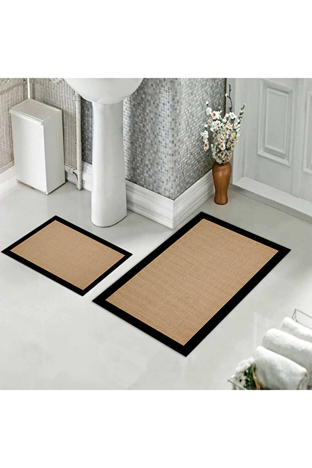 Patterned Printed Soft and Durable Bath Mat Set - Machine Washable - 1