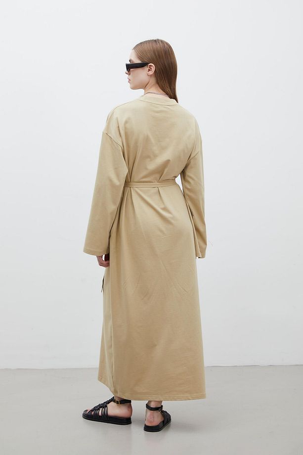 OVERSIZE PAMUKLU ELBİSE CAMEL - 8
