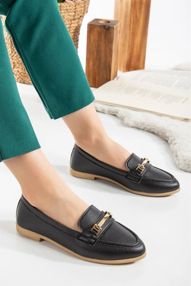 Women's Ballet Flats with Buckle Detail, Stylish Comfortable Orthopedic Casual Shoes