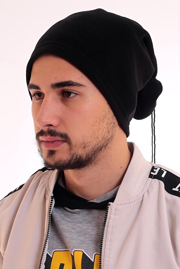Men's Black Fleece Beret Polar Neck Collar That Can Be Used in Two Different Ways