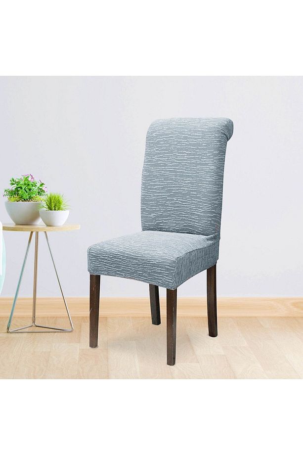 Streçli Lastikli Likralı Esnek Sandalye Örtüsü Düz Desen Jakarlı Sandalye Kılıfı (tekli) - 1