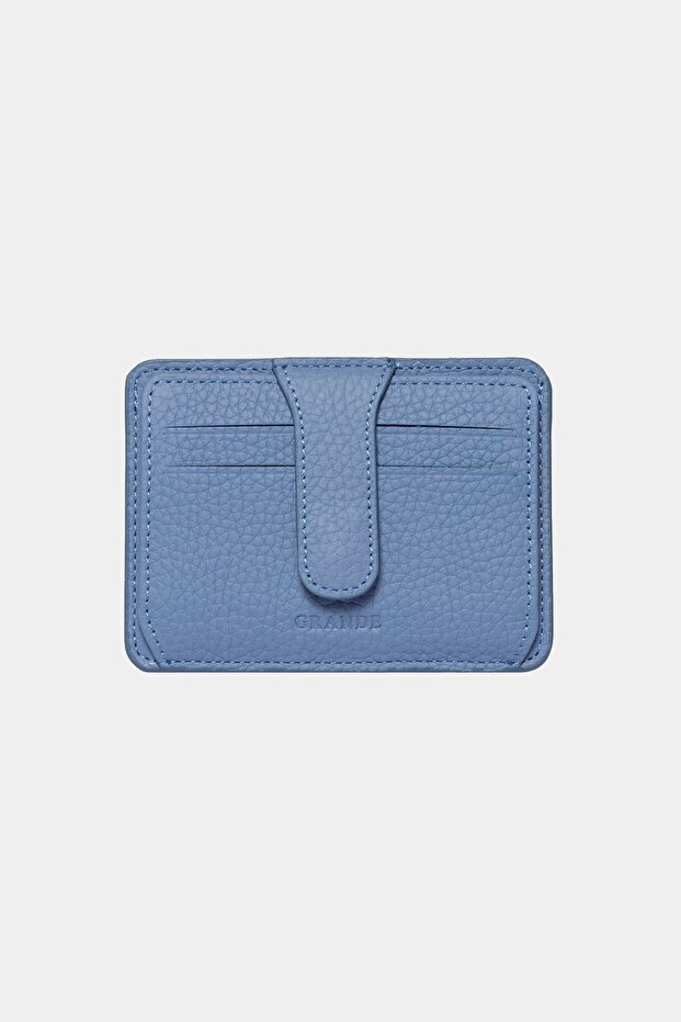 3607 Genuine Real Leather Card Holder Wallet for Women and Men Baby Blue