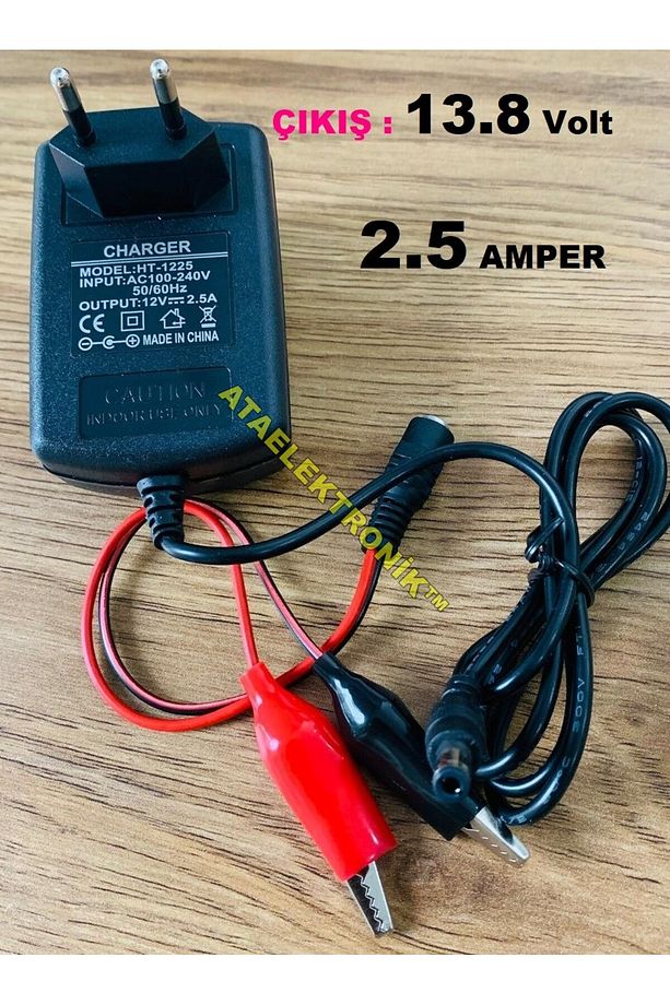 12 Volt Akü Şarj Adaptörü 13.8 Volt 2.5 Amper Maşalı Ledli 12 Volt 9 Amper Için Uyumlu - 3