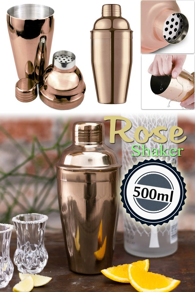 Rose Ra908 - 500ml Stainless Steel Shaker Cocktail Mixer