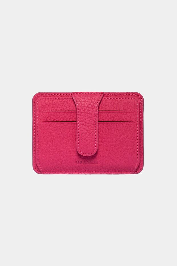 3607 Genuine Real Leather Women Men Card Holder Wallet Pink
