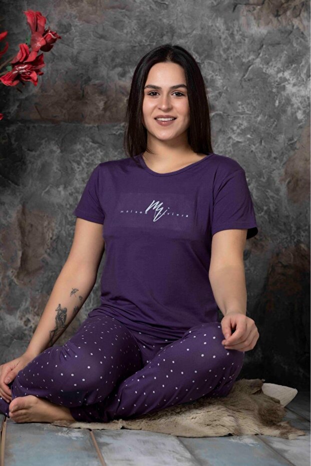Women's Crew Neck Summer Short Sleeve Pajama Set New Season