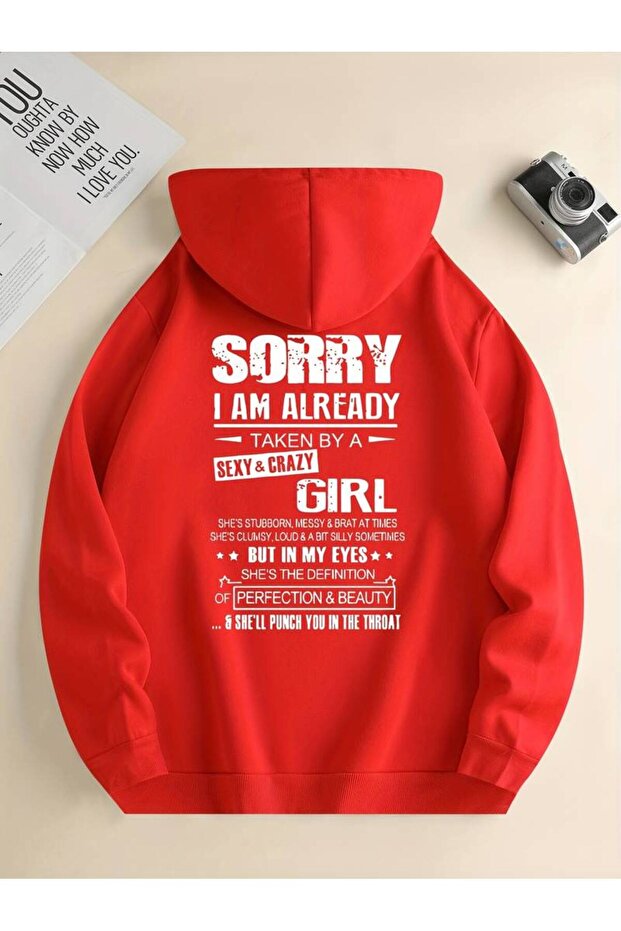 Unisex Sorry I Am Already Printed Oversized Winter 3-Thread 100% Cotton Hooded Sweatshirt Hoodie