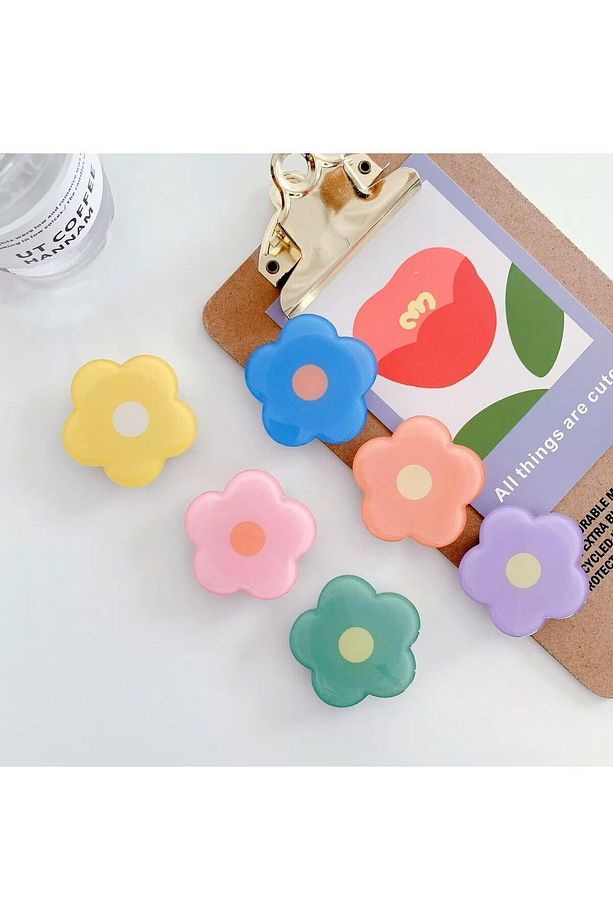 Popsocket Pembe Çiçek Telefon Tutacağı Çiçek Şekilli Akrilik Yüzey Parmak Tutucu - 5