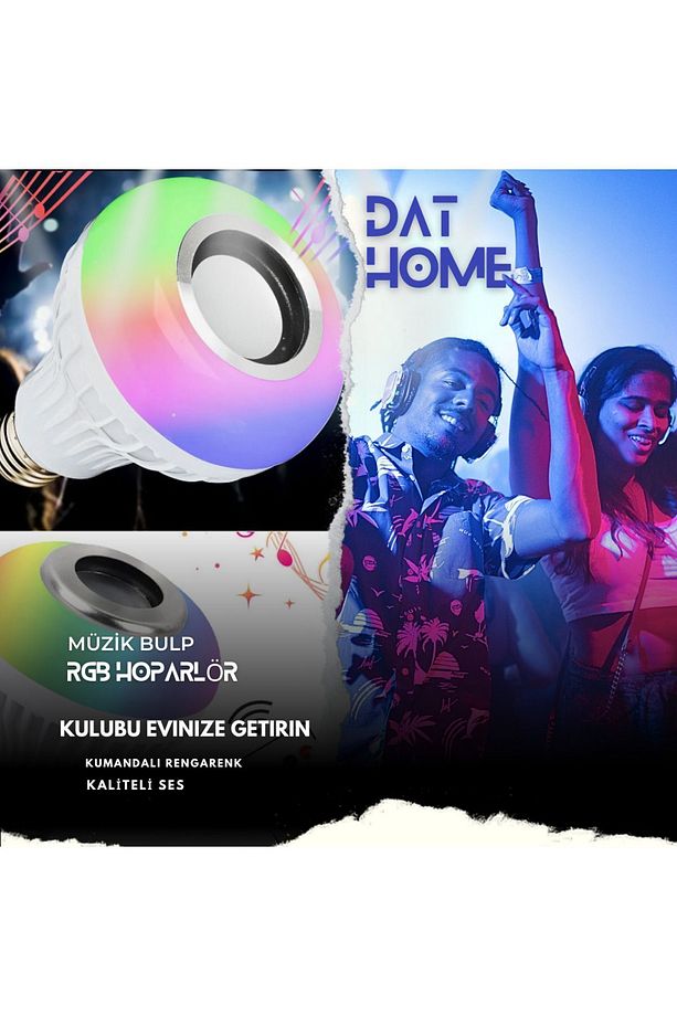 Led Müzik Ampulü, Dahili Hoparlör, Uzaktan Kumanda,rgb Işık Rengi,akıllı Ampul - 1