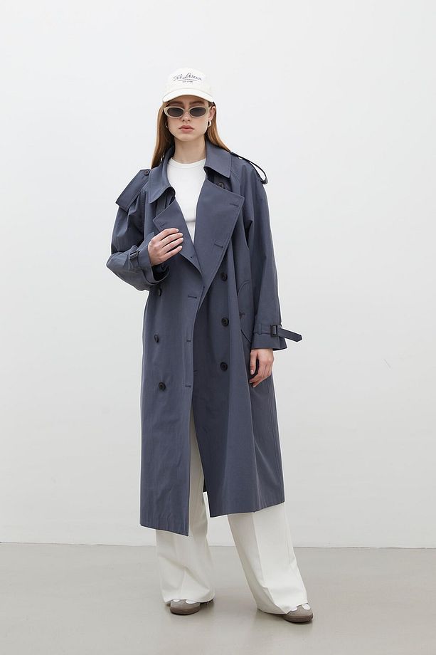 KOPENHAG OVERSIZE TRENÇKOT LACİVERT - 4