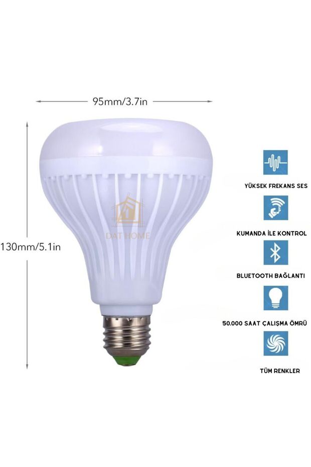 Led Müzik Ampulü, Dahili Hoparlör, Uzaktan Kumanda,rgb Işık Rengi,akıllı Ampul - 3