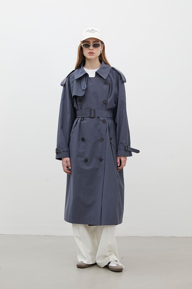 KOPENHAG OVERSIZE TRENÇKOT LACİVERT - 3