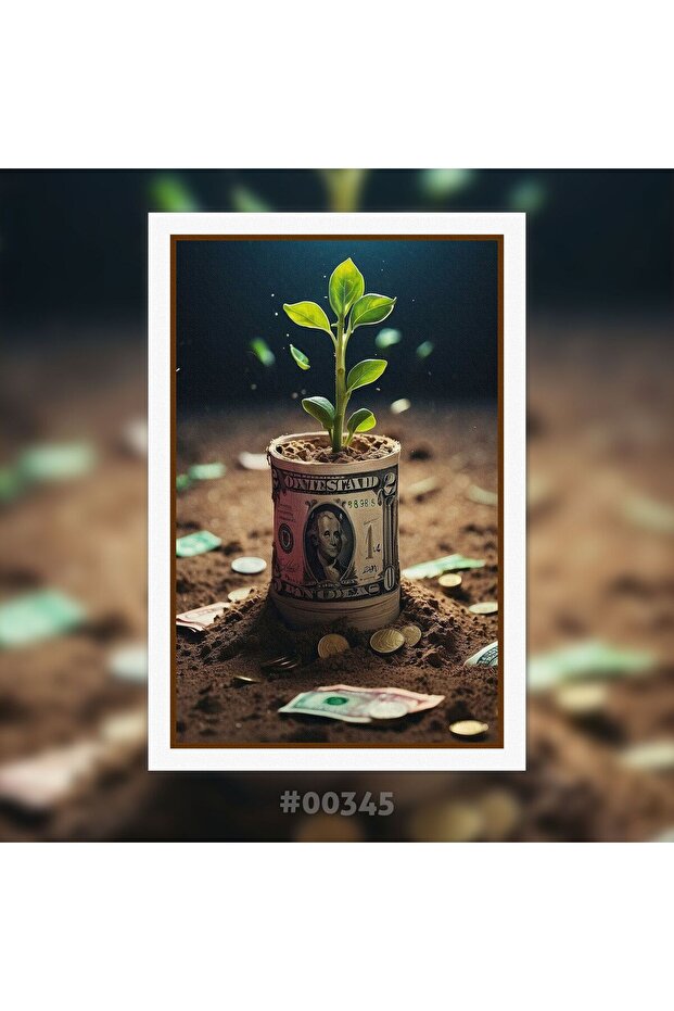 Dolar Baskılı Ahşap Tablo - 1