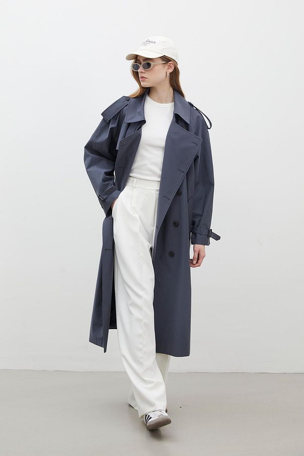 KOPENHAG OVERSIZE TRENÇKOT LACİVERT - 5