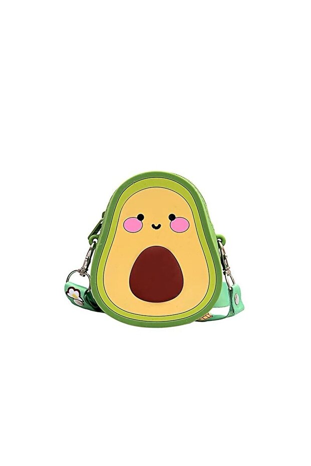 Pinterest Kids Shoulder Bag Cute Girls Mini Wallet Avocado Shape Silicone Shoulder Bag Portable
