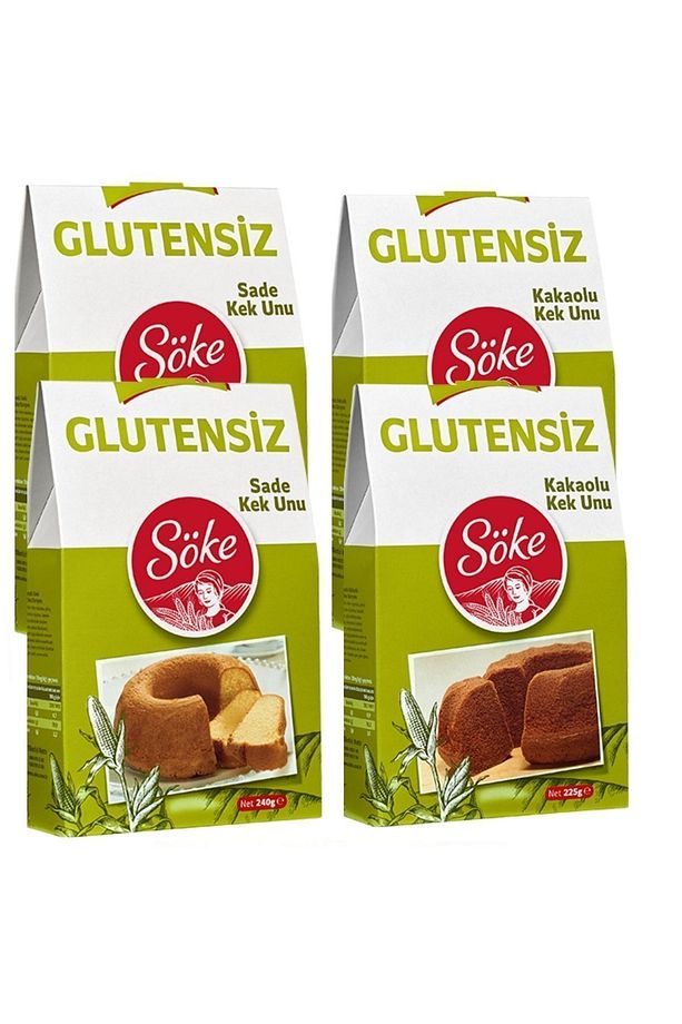 Glutensiz Kek un Sade 2 x 240 g Kakaolu Kek Un 2 x225 g 4 Lü Set - 1
