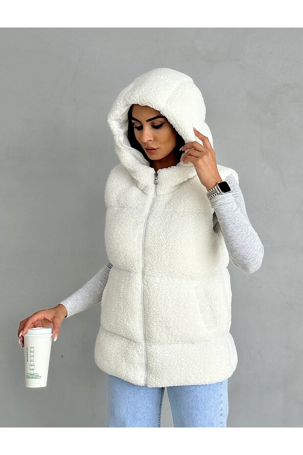 سترة تيدي قابلة للنفخ - تصميم منقوش من القطيفة - 6