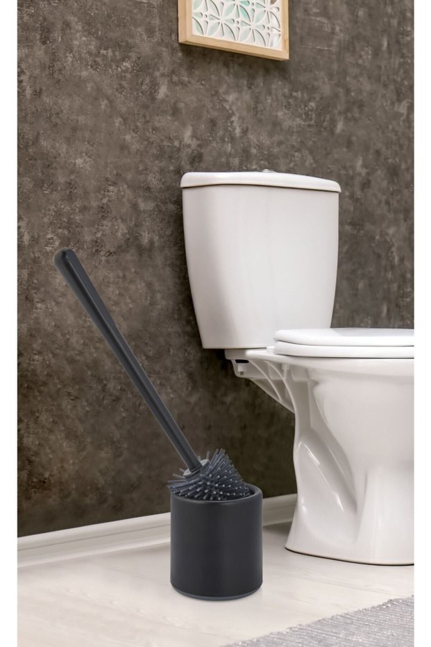 Silicone WC Toilet Bath Brush Toilet Bowl Brush Black Oval