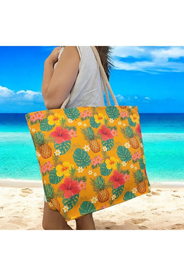 Beach Bag Pineapple Patterned Shoulder Bag - 3