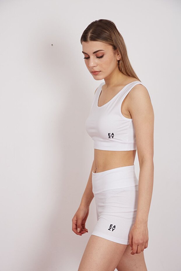 Basic Kadın Beyaz Kısa Tayt - 2