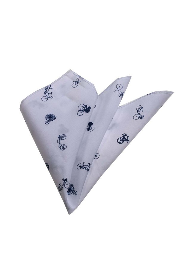 White Bicycle Pattern Collar Handkerchief