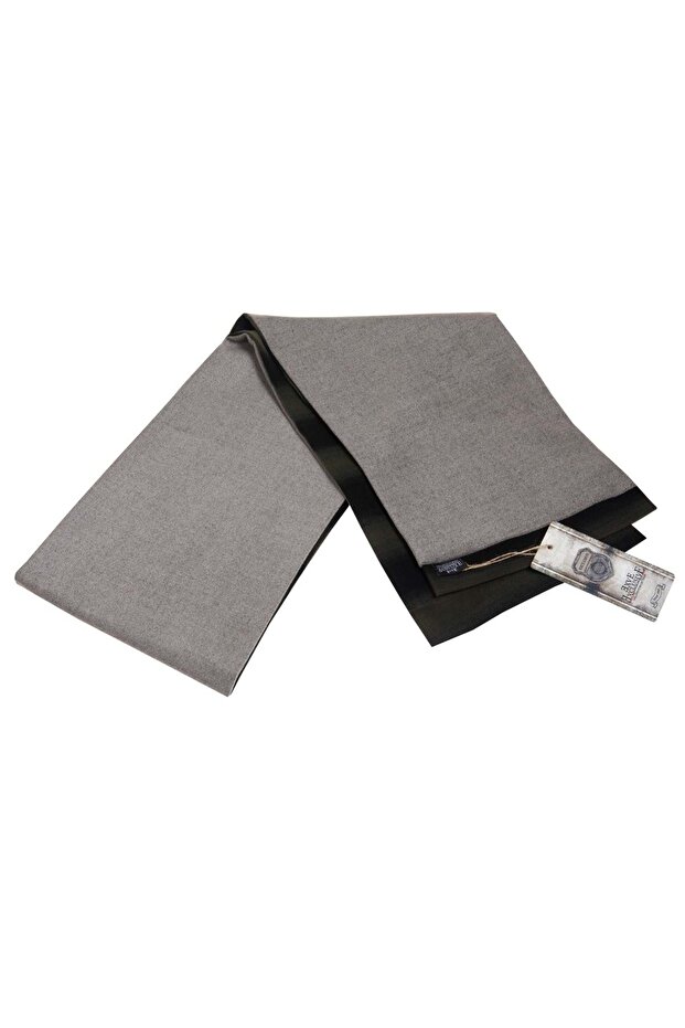 وشاح من الصوف الرمادي على الوجهين - 1