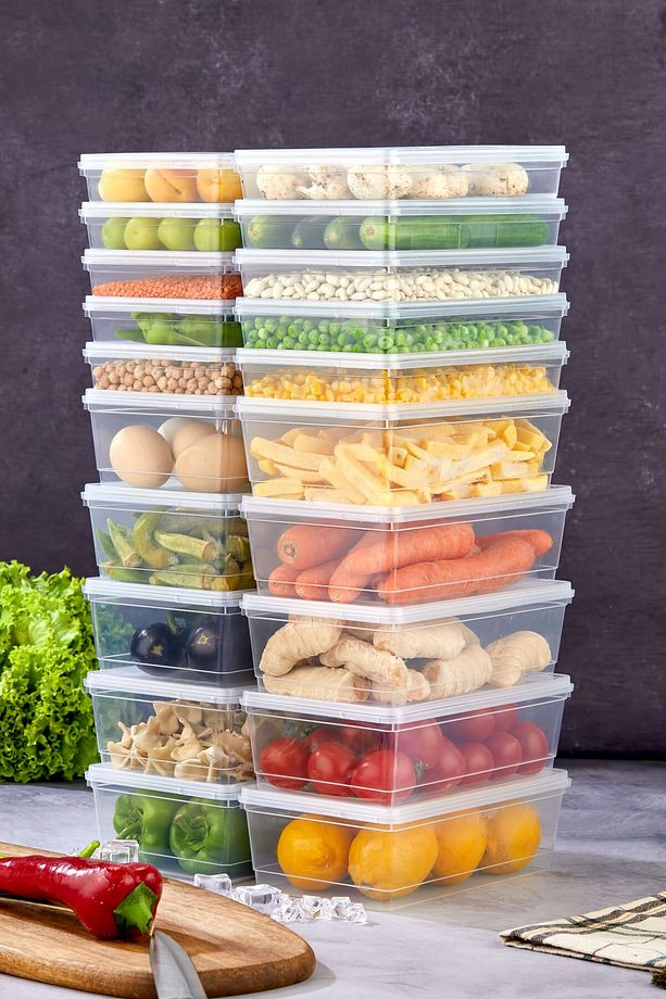 Flexy Mix 20'li Set Hava Almaz Kendinden Kapaklı Derin Dondurucu Saklama Kabı (10x 1lt - 10x 2lt) - 5