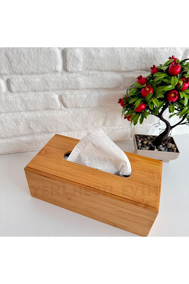 Bambu Ahşap Peçete Kutusu Kağıt Mendil Masaüstü Peçetelik 23*11*9 cm - 5
