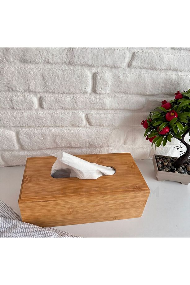 Bambu Ahşap Peçete Kutusu Kağıt Mendil Masaüstü Peçetelik 23*11*9 cm - 2