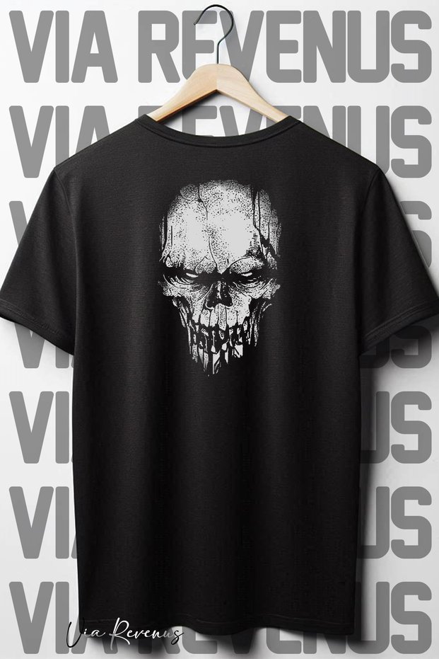 Μπλουζάκι Skull Back Printed Μαύρο Oversize
