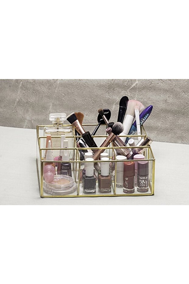 Nine Box Gold Organizer Makeup Material Glass Box