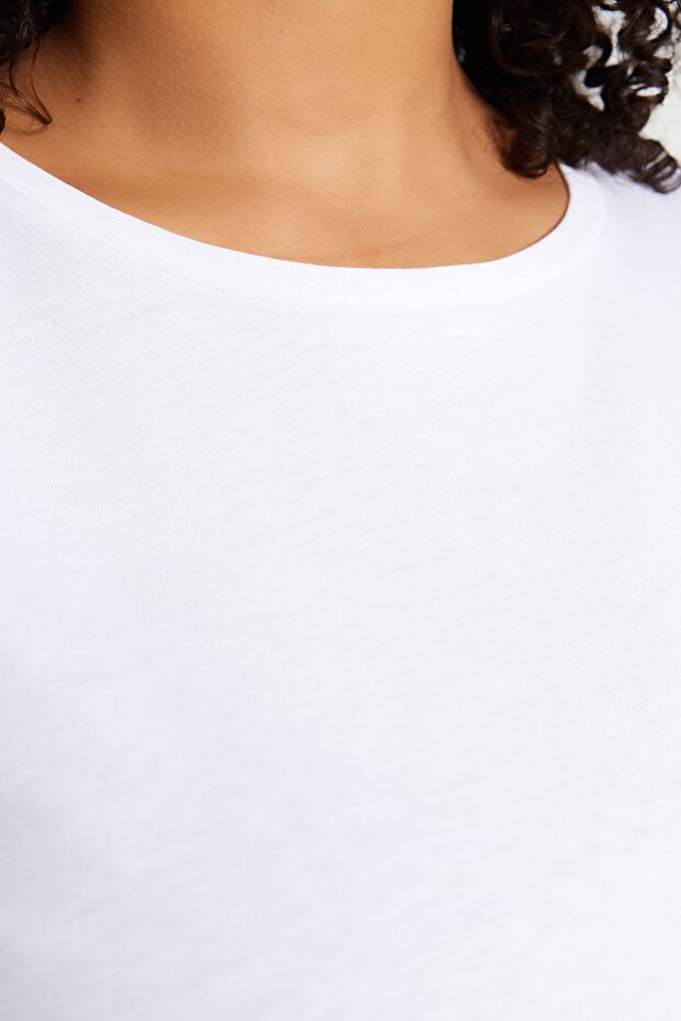 Crew nyakú fehér póló - 100% pamut, nagy méretű TBBSS22TS0733 - 3