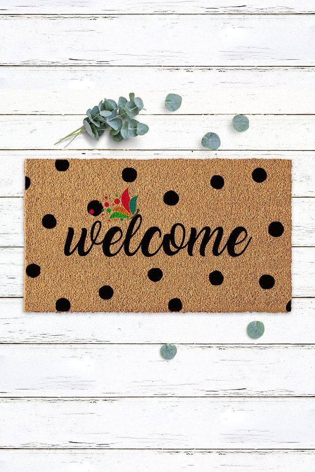 Koko Door Mat with Spotted Welcome Writing