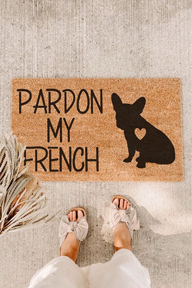 Pardon my french doggy coco door front mat